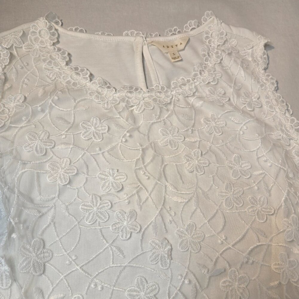 ADIVA Cottagecore Fairy White Lace Embroidered Floral Tank Top Size L New NO Tag - Picture 8 of 16